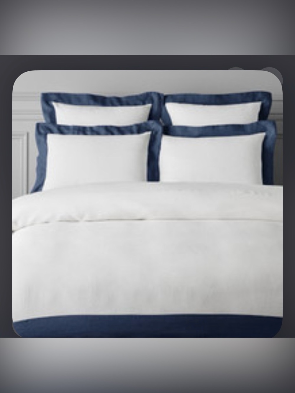 Williams Sonoma Home Chambers Washed Linen Border King/cal King Duvet White Blue